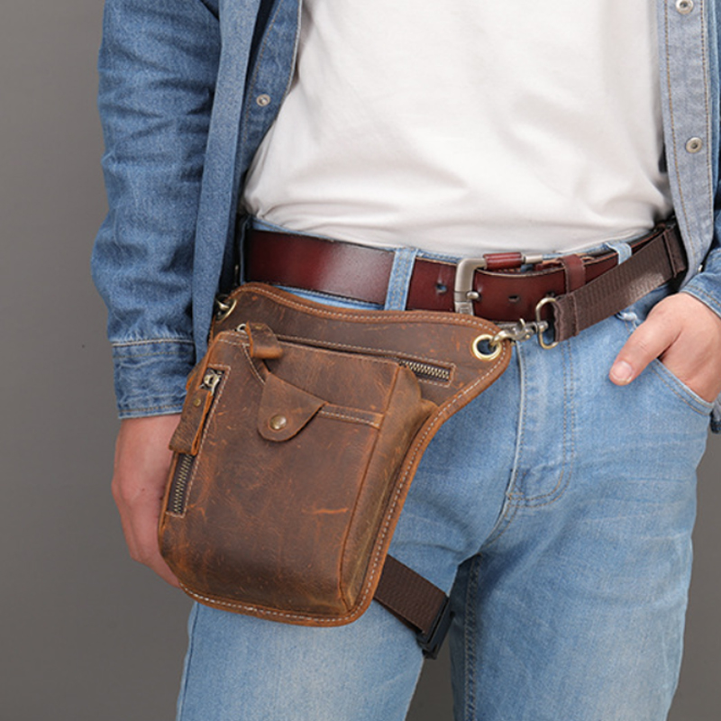 Vintage Cycling Gear - Vintage Pu Leather Waist Pack Drop